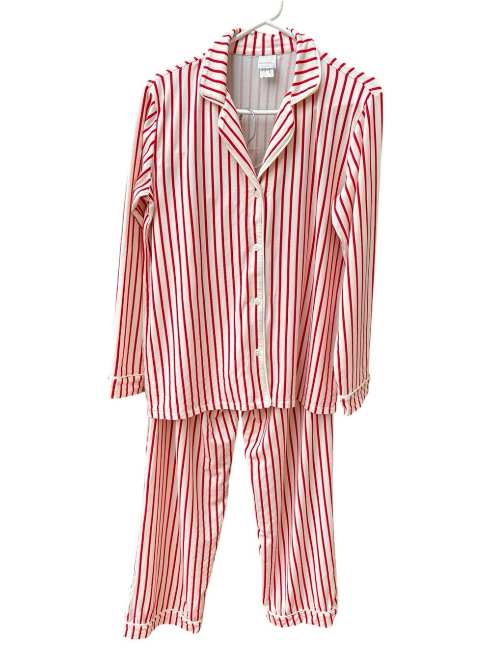 Hanna Andersson Wm’s HannaSoft™ Striped Pajama Set In Ribbon Red/Ecru Sz S